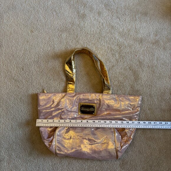 Betsey Johnson Betseyville Pink/ Gold Tote Bag with Lightning Bolt Zipper Charm - Picture 8 of 9